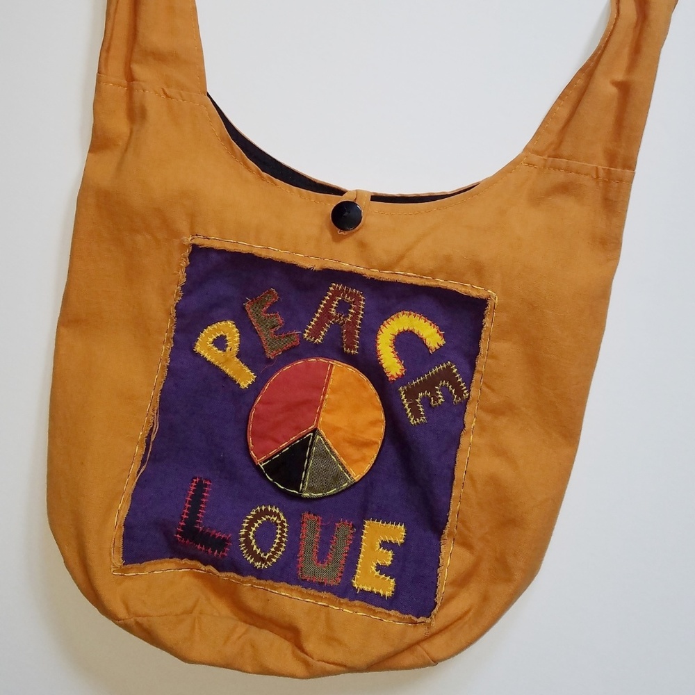 Patchwork Peace Love Cross Body Bag | Made @ Nepal